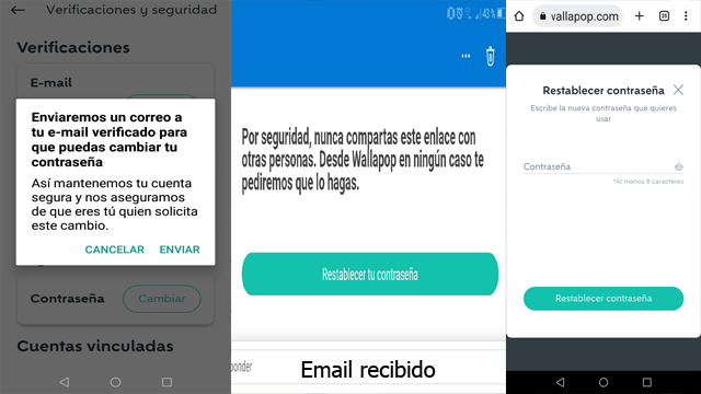 Cambiar contraseña en la app de Wallapop