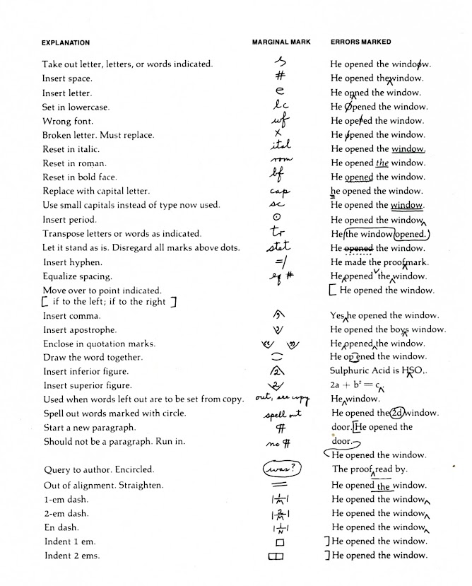proofreader marks examples of the marginal mark and the typewritten errors marked