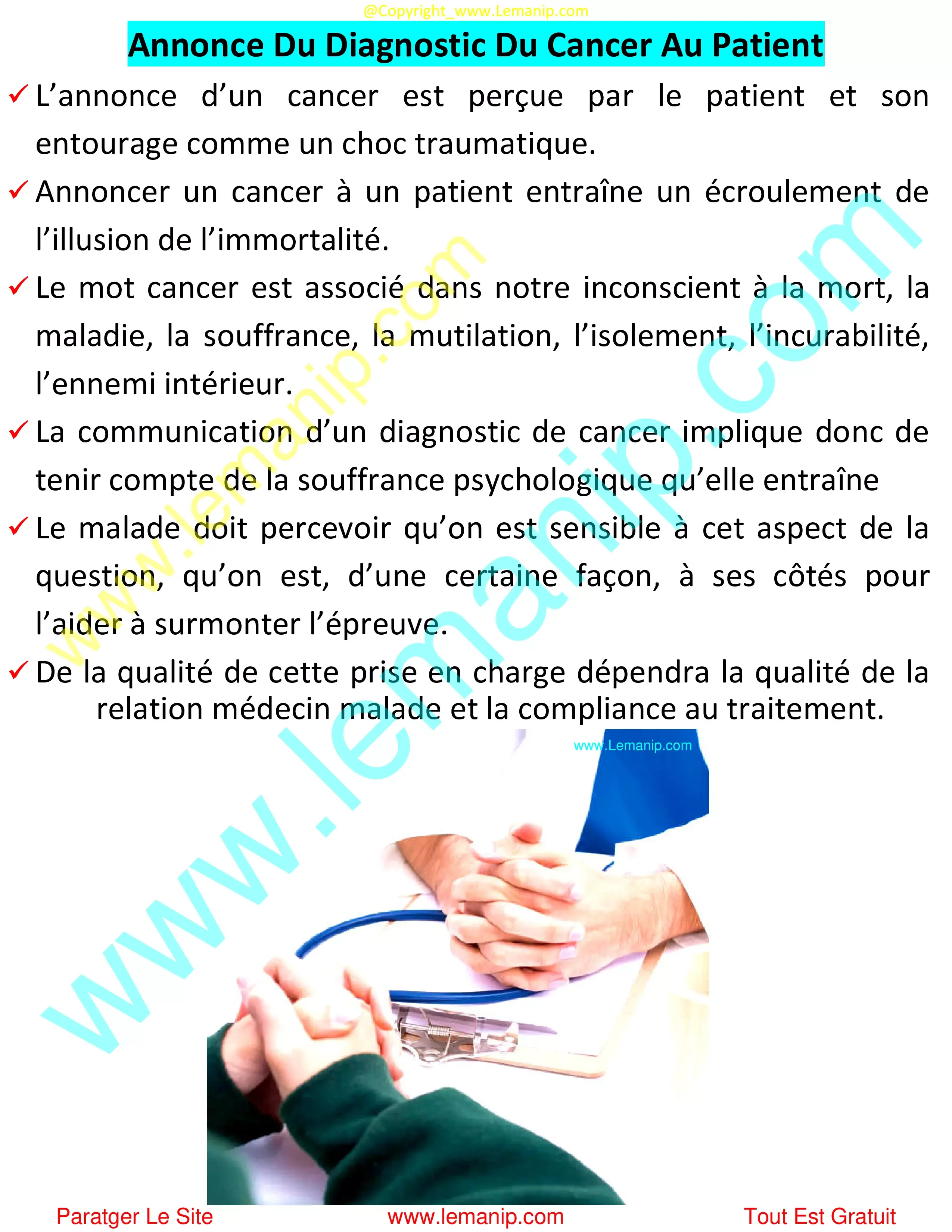 Annonce Du Diagnostic Du Cancer Au Patient