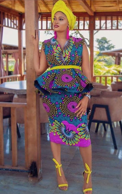 Ankara Pencil Skirt With Peplum Blouse Styles for Ladies