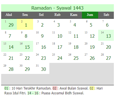 kalender puasa mei 2022