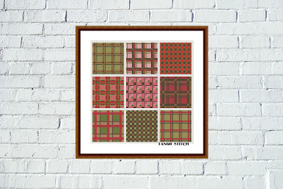 Red brown green tartan ornament cross stitch pattern