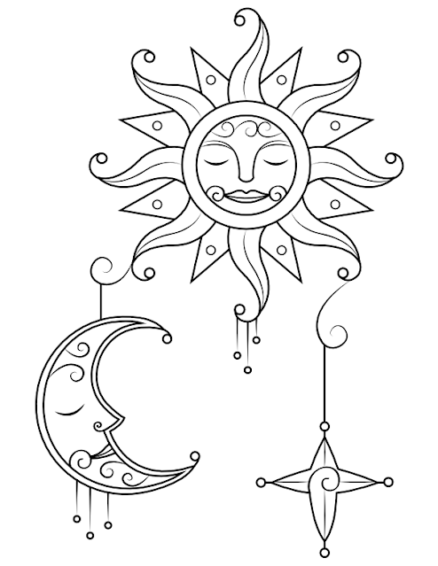 sun, moon and stars coloring pages