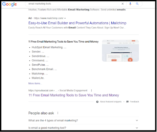 search results for email marketing tools