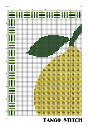 Yellow lemon ornament easy cross stitch embroidery pattern