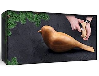 DIY wood carving set to carve a wooden bird. Great gift for dad's with no hobbies.