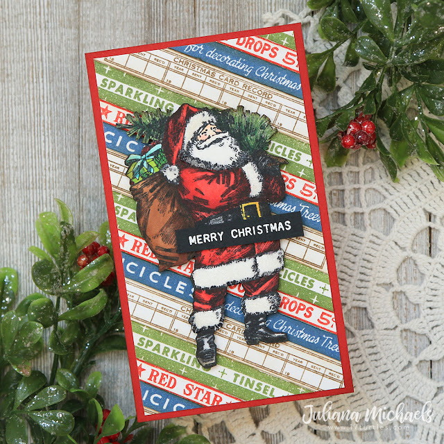 Vintage Santa Christmas Card by Juliana Michaels Tim Holtz Stampers Anonymous Vintage Holiday