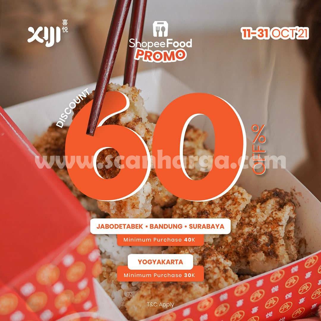 Promo XIJI Street Snack Diskon 60% via ShopeeFood