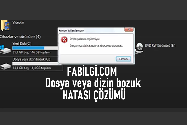 USB Bellek Dosya Dizin Bozuk Hatası Çözümü Programsız 2022