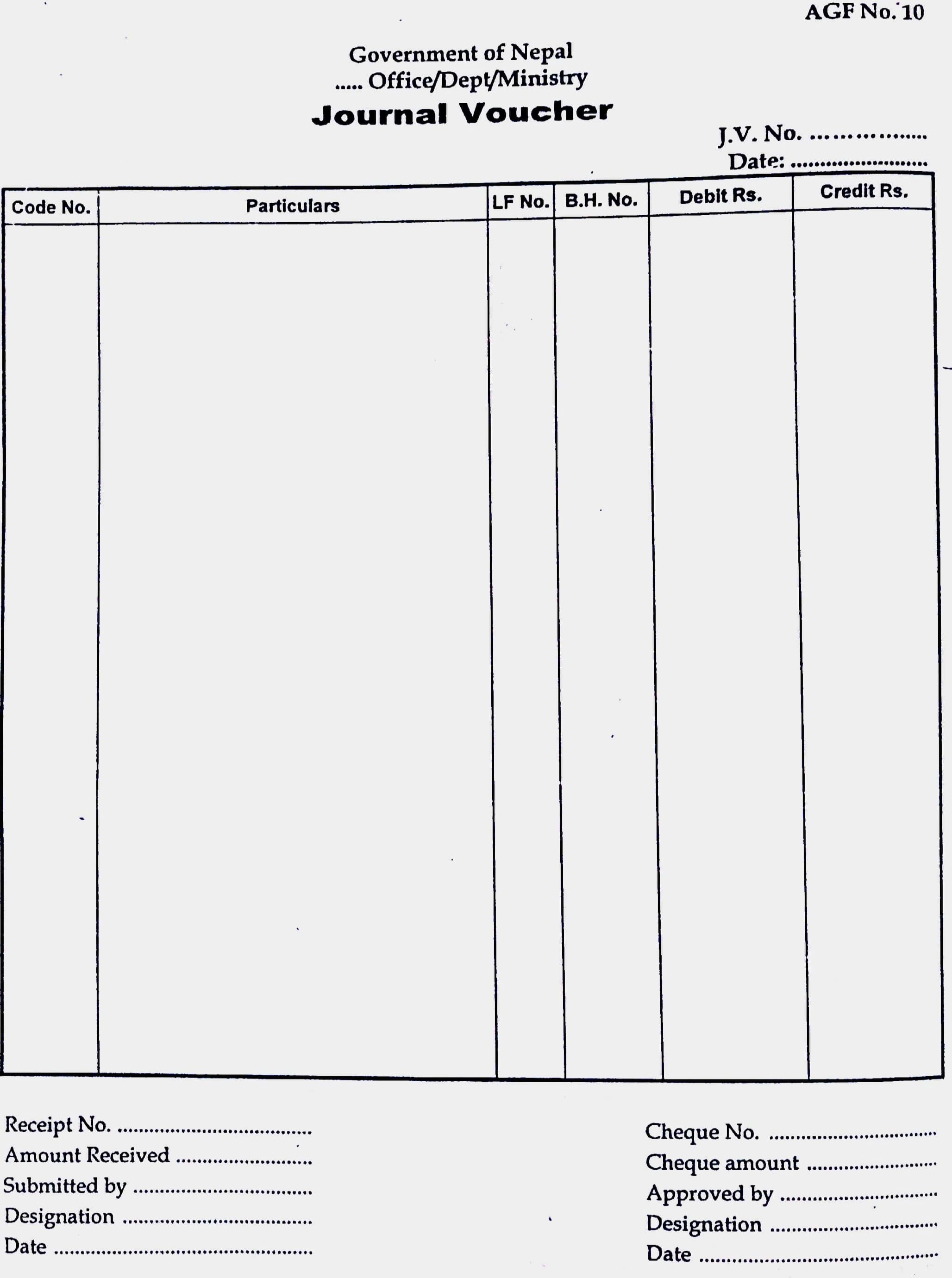 format of Journal voucher