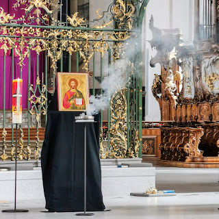 Christusikone des ukrainischen Künstlers Oleg Pona in der Kathedrale St. Gallen.