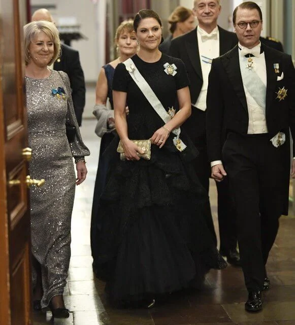 Royal Swedish Academy of Music. gathered ruffle lace maxi dress in black. By Malene Birger, H&M Conscious Collection gown