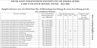 Associate Professor/Assistant Professor Jobs in Film And Television Institute Of India