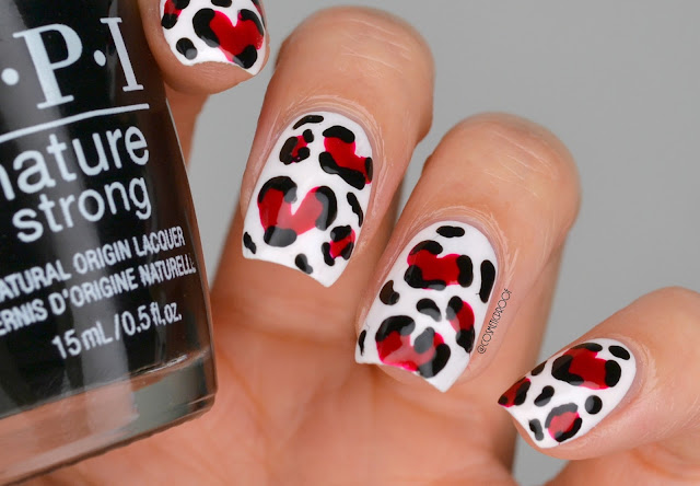 Heart Leopard Print Nail Art