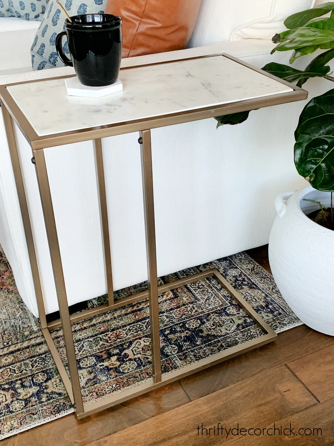 brass marble skinny table