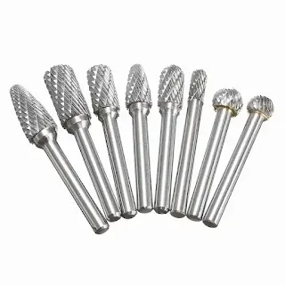 Tungsten Carbide Rotary Burr Set 1/4-Inch Shank Pneumatic Tool for Grinder Drill Cutting Burrs Metal Polishing Woodworking Carving Engraving Polishing