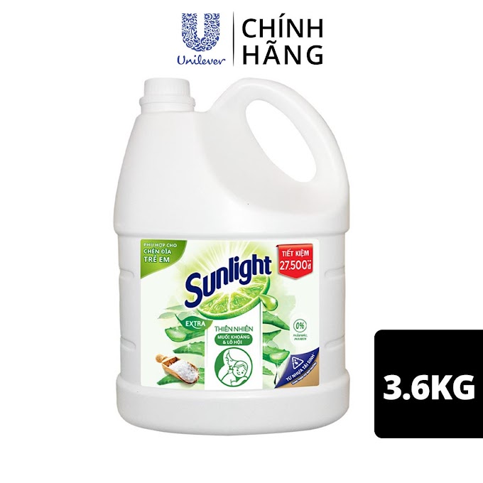 Mall Shop [ unilever_vietnam ] Nước rửa chén Sunlight Thiên Nhiên chai 3.6kg (MỚI)