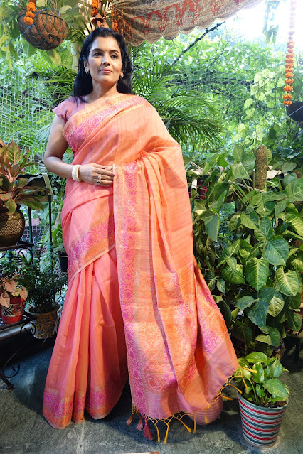 Silk Linen saree.