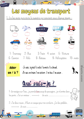 Exercices sur les moyens de transport PDF