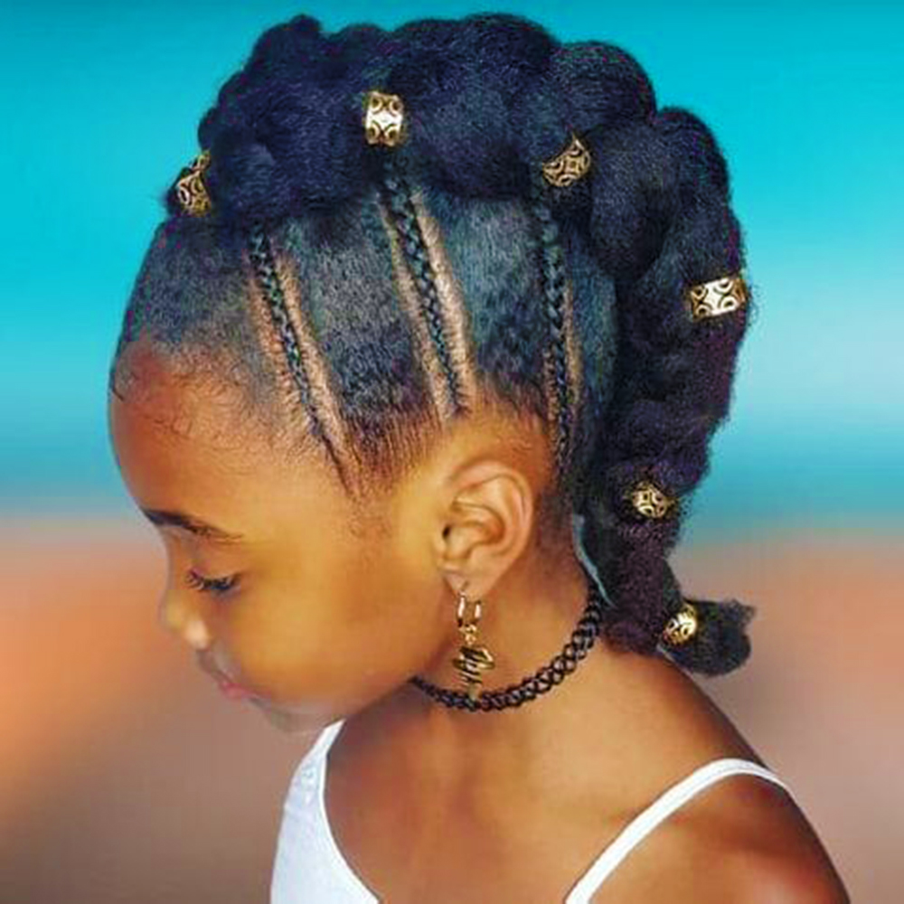 Bun braids for black girls kids