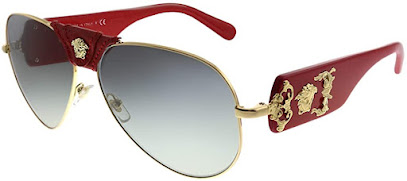 Red Leather VERSACE Sunglasses For Women