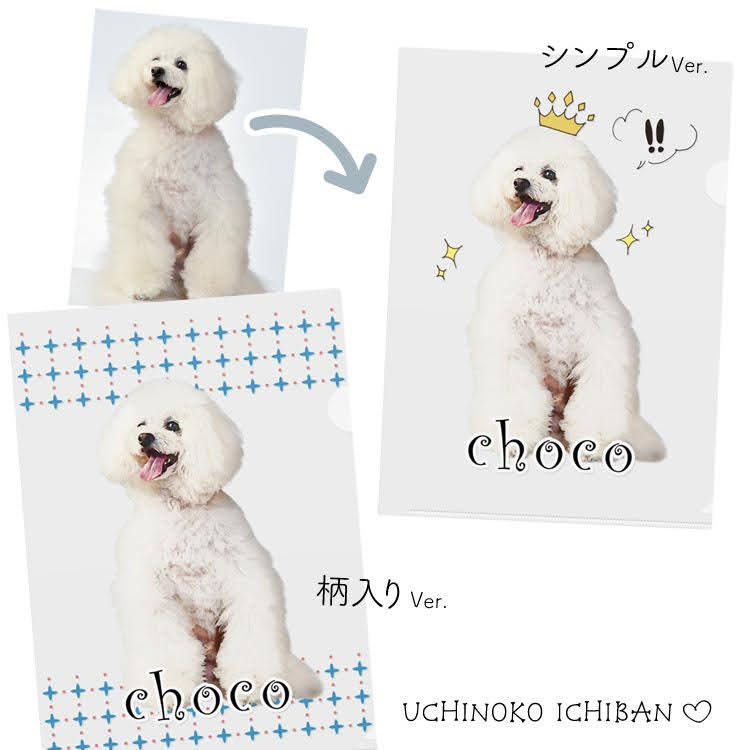 ワンちゃんで作るクリアファイル（えんぴつ画風）