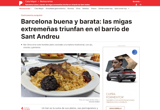 migas a Sant Andreu Barcelona Bar Oliva