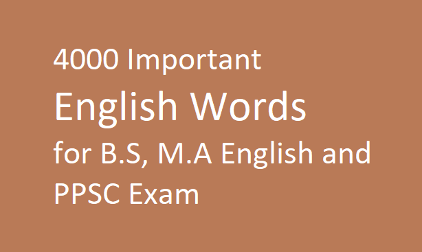 4000 Important English Words for B.S, M.A English and PPSC Exam