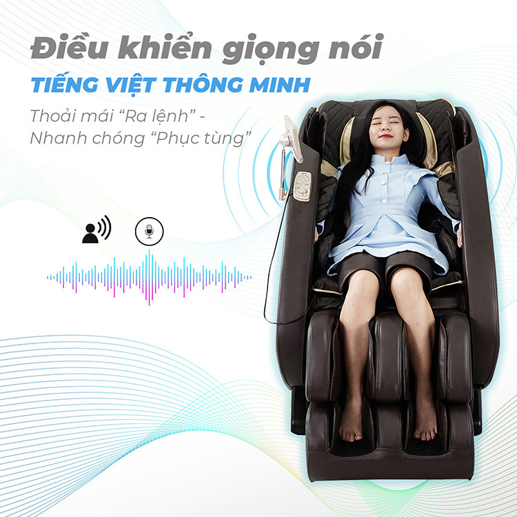 Ghế massage Queen Crown QC FX5 điều khiển giọng nói thông minh