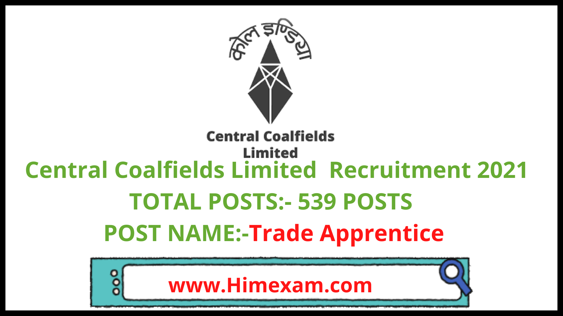 Central Coalfields Limited  Recruitment 2021