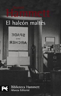 Portada de la novela de género negro El halcón maltés, de Dashiell Hammett
