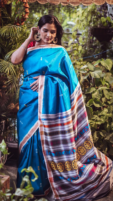 Odisha silk saree with a pallu that has extra weft