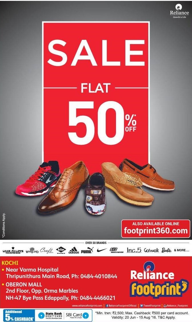 footwear ads, relaince footprints, footwear shop ads, shoe ads, chappal ads, offer ads, spaceofads