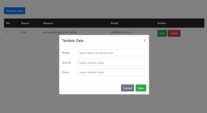 Membuat CRUD dengan Bootstrap Modal (form popup) PHP mysqli mudah hanya 5 menit selesai tanpa ajax