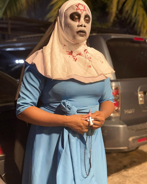 Stop celebrating halloween- Nigerians slams Comedienne Non Miraj over her Halloween Outfit