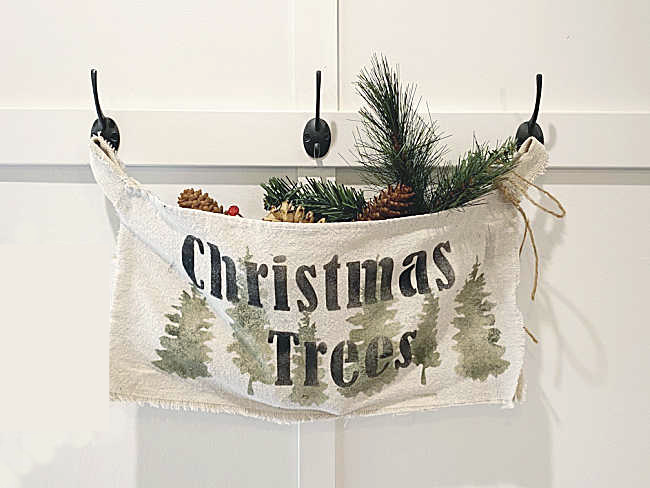 Christmas trees bag hanging on hooks