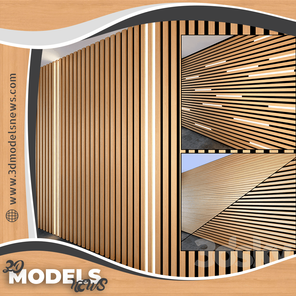Wall decor model wooden slats