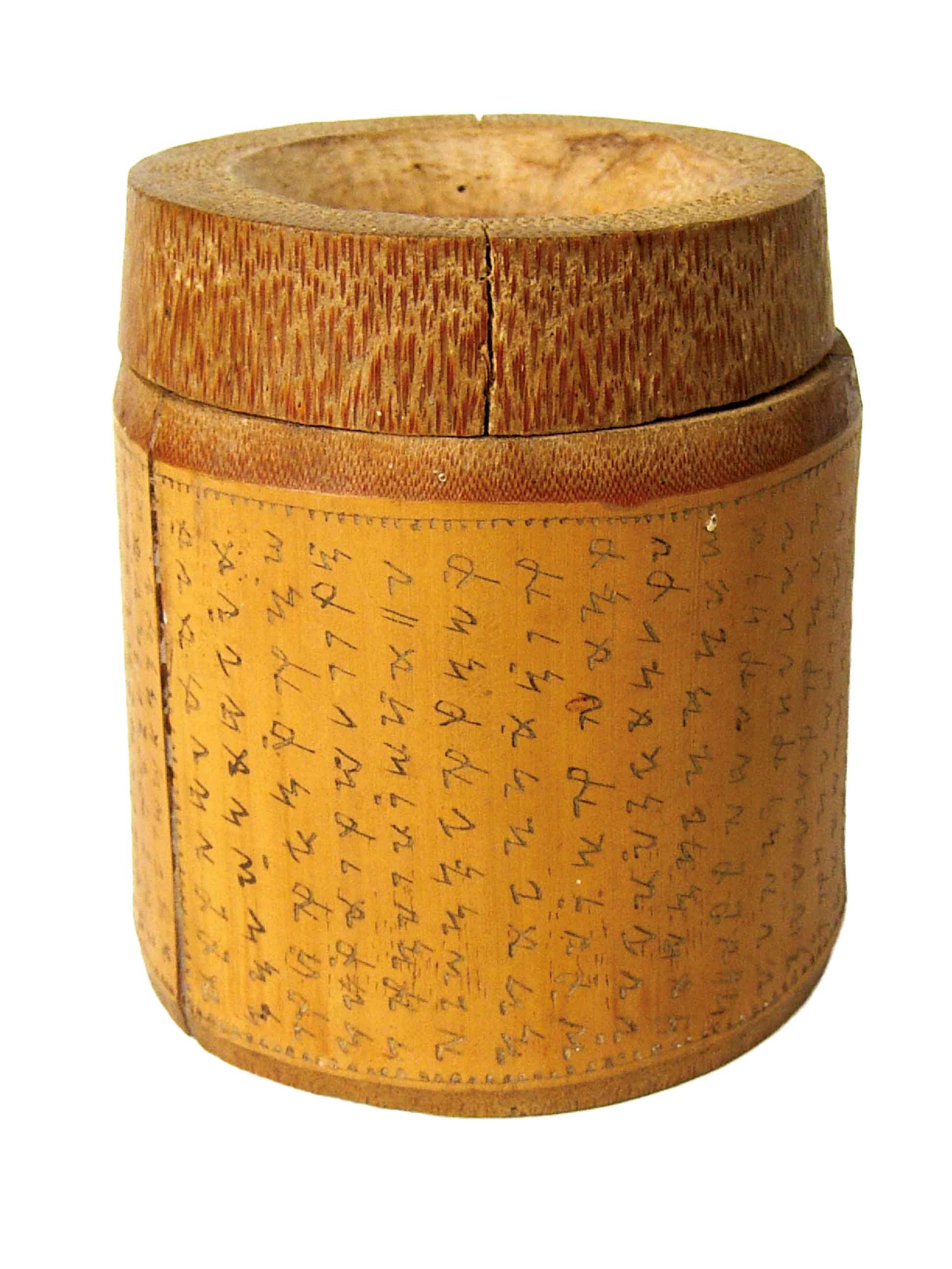 bamboo tube with surat Mangyan Postma Bamboo Artifacts