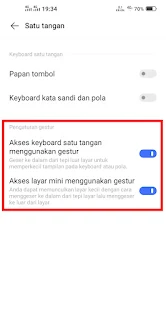 Aktifkan opsi "Akses layar mini menggunakan gesture"