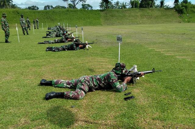 Tingkatkan Kemampuan Menembak, Personel Koramil 18/SP Kodim 0207/Simalungun Gelar Latihan Menembak