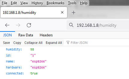JSON Restful Humidity Data on browser