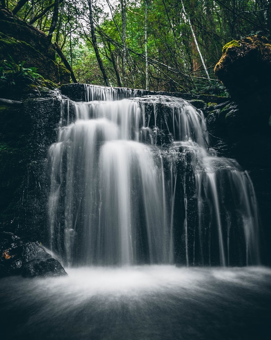 A waterfall