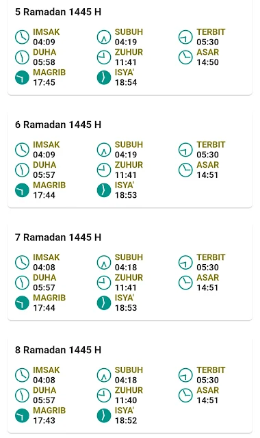 Jadwal Imsakiyah Ramadan 1445 H/2024 M Kabupaten Sidoarjo Provinsi Jawa Timur