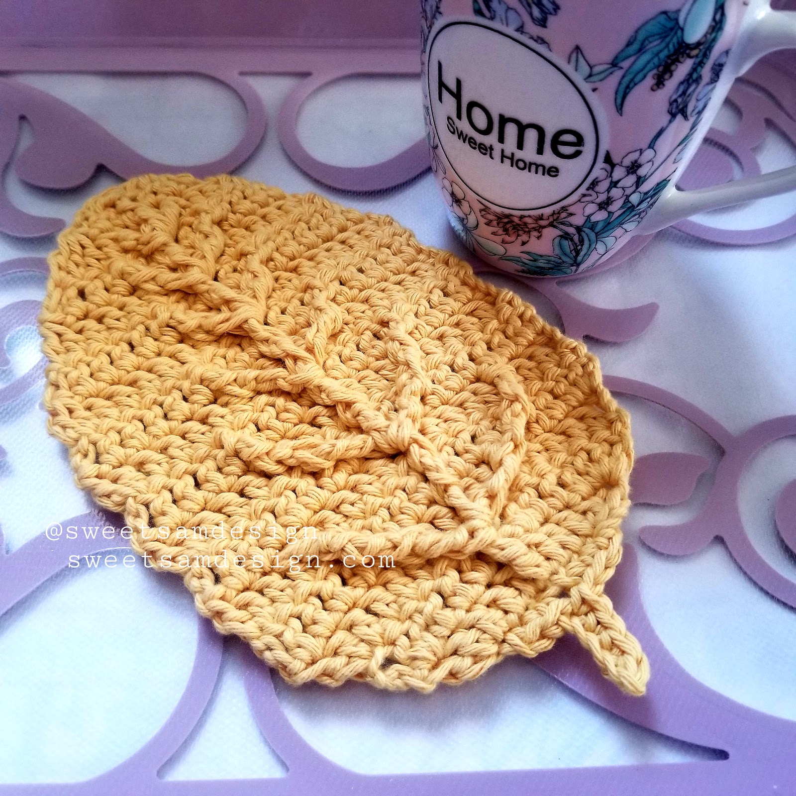 Leaf Coaster Free Crochet Pattern