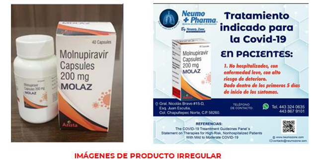 Alerta Cofepris sobre comercialización ilegal de falso molnupiravir