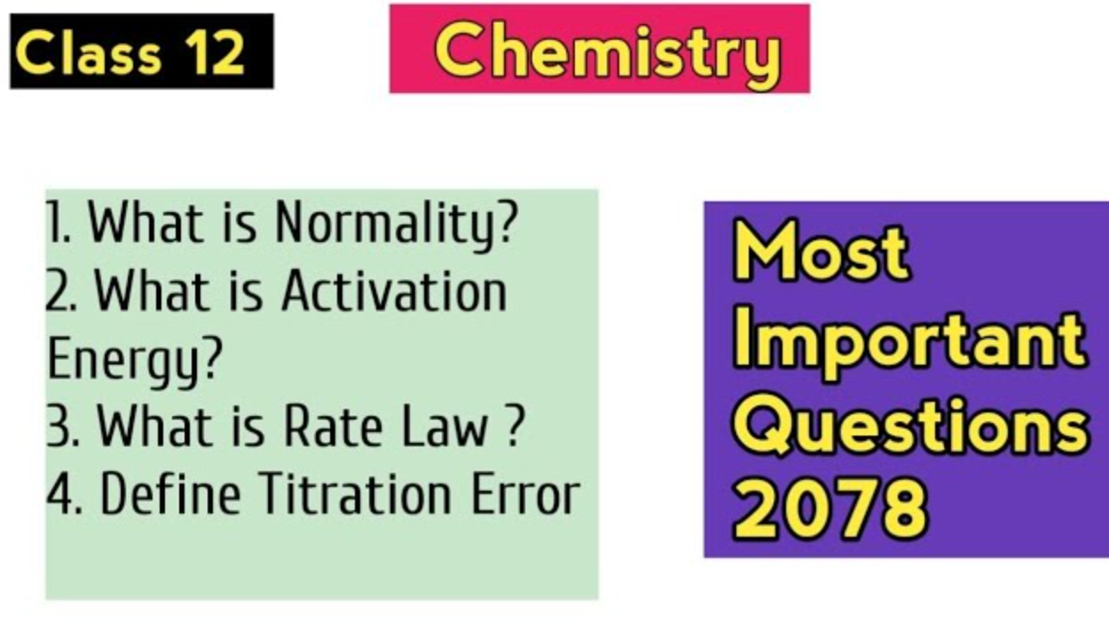 Class 12 Chemistry Most Important Questions