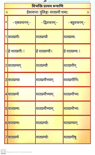 ईकारान्त पुर्लिंग " वातप्रमी " शब्द