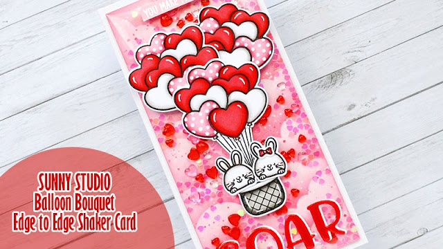 Sunny Studio Stamps: Heart Bouquet Card by Marine Simon (featuring Balloon Rides, Chloe Alphabet Dies)
