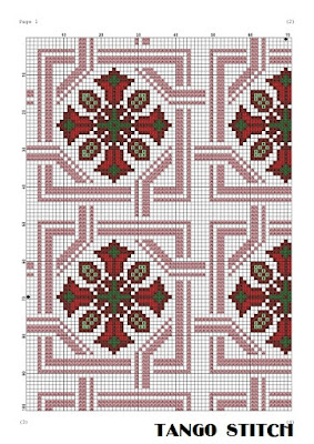 Easy modern pink cross stitch ornament embroidery pattern