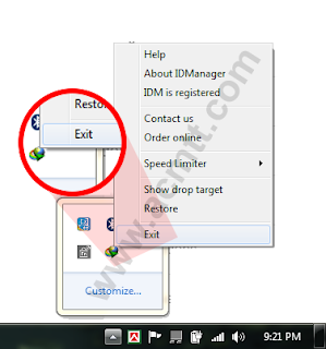 Exit Internet Download Manager From the Taskbar, stop IDM, background running turn off